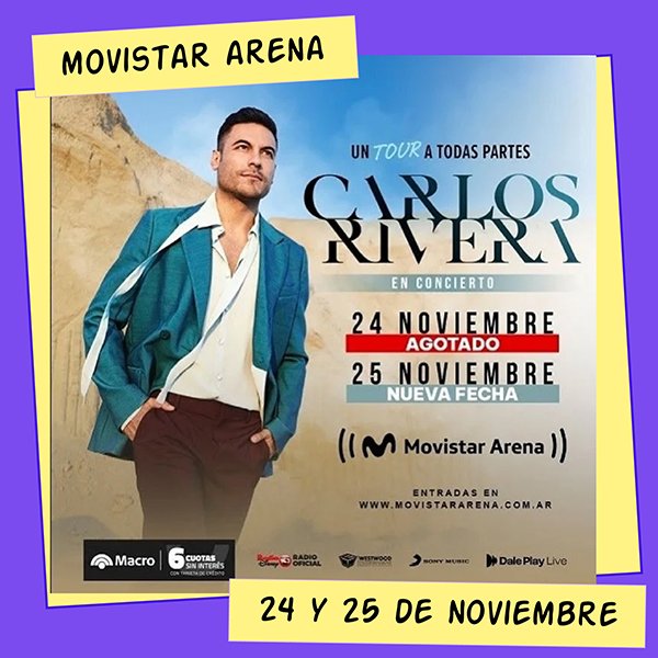 Carlos Rivera Movistar Arena 24 y 25 de Noviembre
