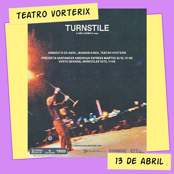 Turnstile Teatro Vorterix 13 de Abril