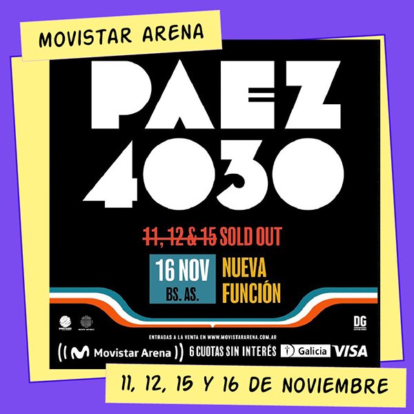 Fito Páez Movistar Arena 11, 12, 15 y 16 de Noviembre