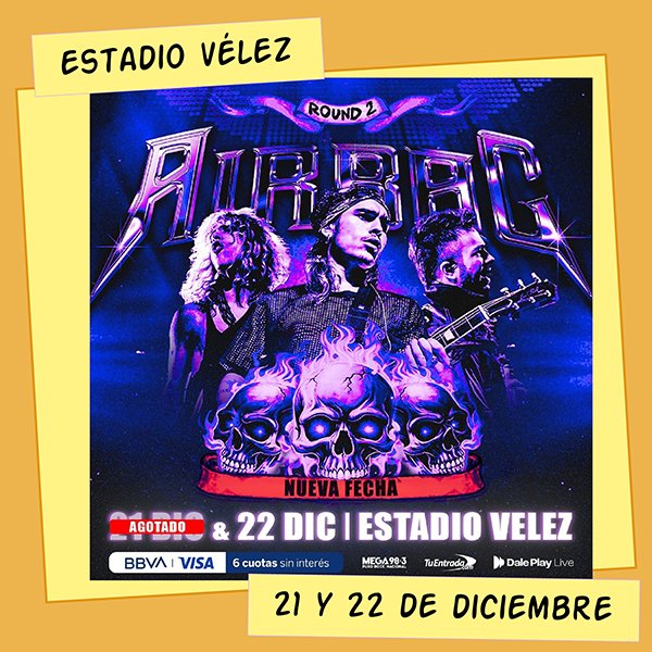Airbag Estadio Vélez 20, 21 y 22 de Diciembre