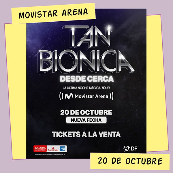 Tan Biónica Movistar Arena 19 y 20 de Octubre