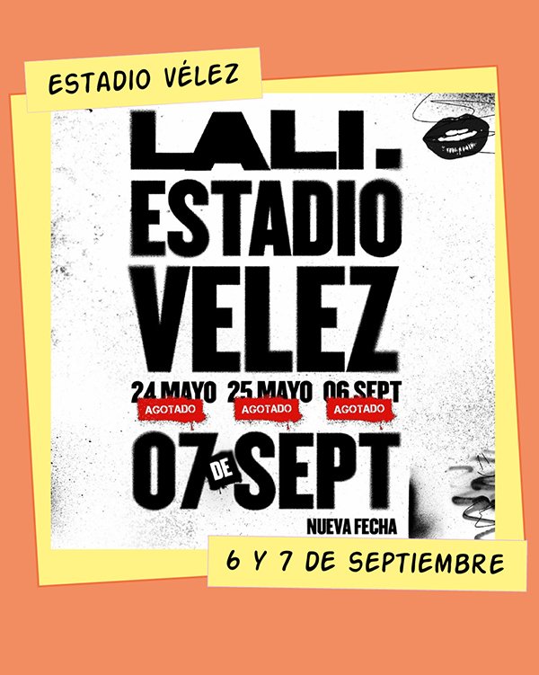 Lali Estadio Vélez 6 y 7 de Septiembre